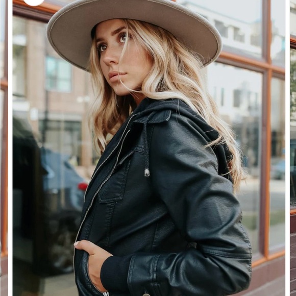 Women’s Black vegan Leather Jacket - Picture 6 of 9